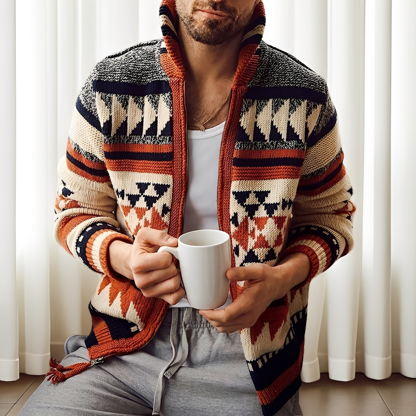 Alvin - Tyylikäs neulecardigan kauluksella miehille