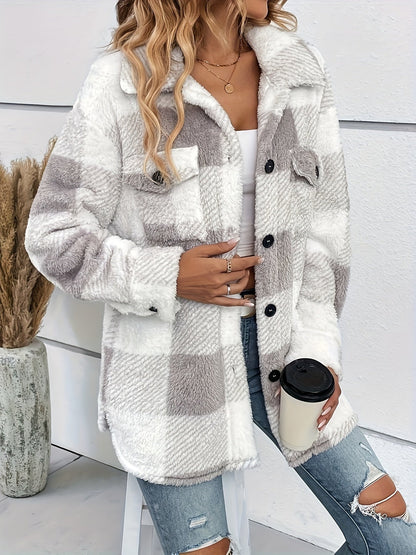 Julie - Lämmin fleece-takki ruutukuviolla naisille