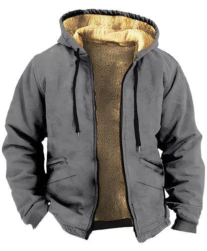 Mervin - Kirjava samettitakki hupulla miehille