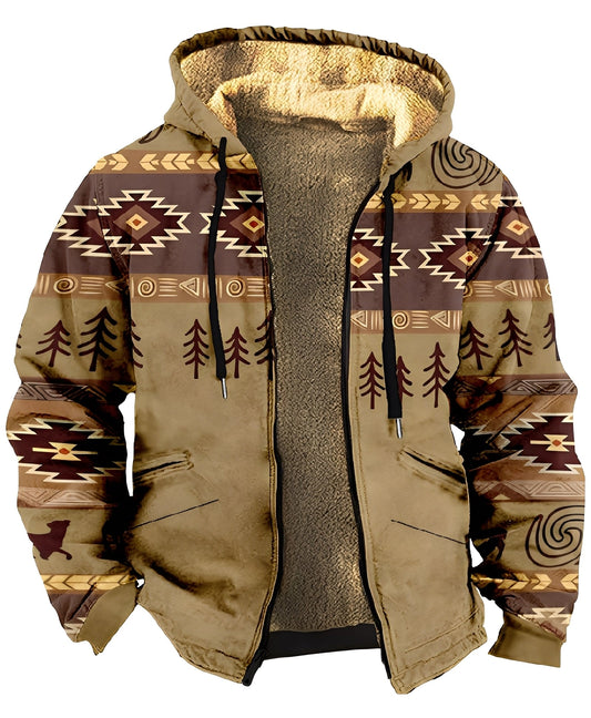 Mervin - Kirjava samettitakki hupulla miehille