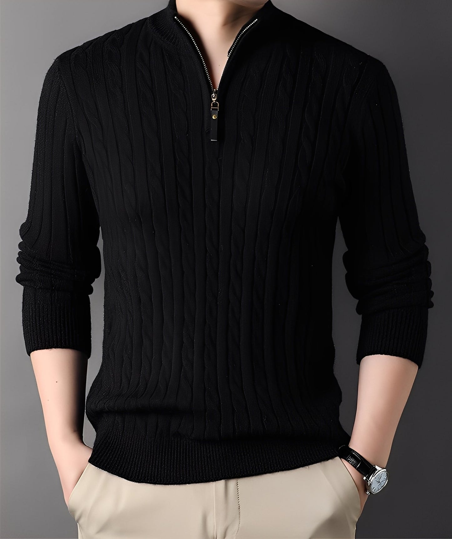 Damian - Moderni neulepusero vetoketjulla miehille