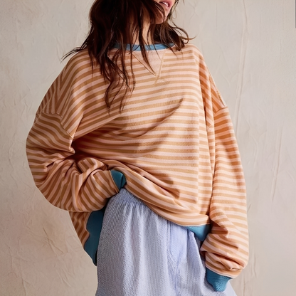 Pénélope - Ylisuuri raidallinen villapaita naisille