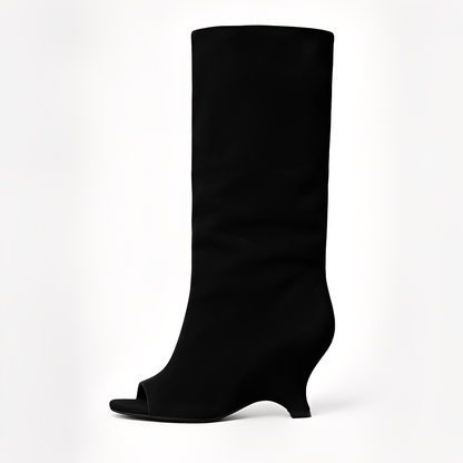 Aamina - Tyylikkäät polvenkorkuiset avokärkiset saappaat naisille