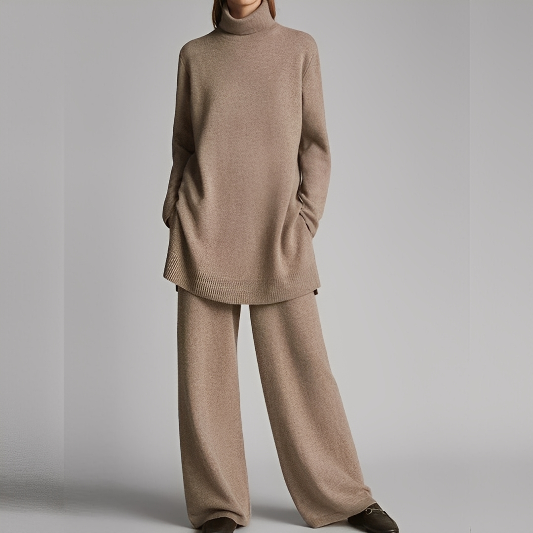 Mireille - Villapaita ja talvihousut rento naisten asu