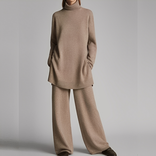 Mireille - Villapaita ja talvihousut rento naisten asu