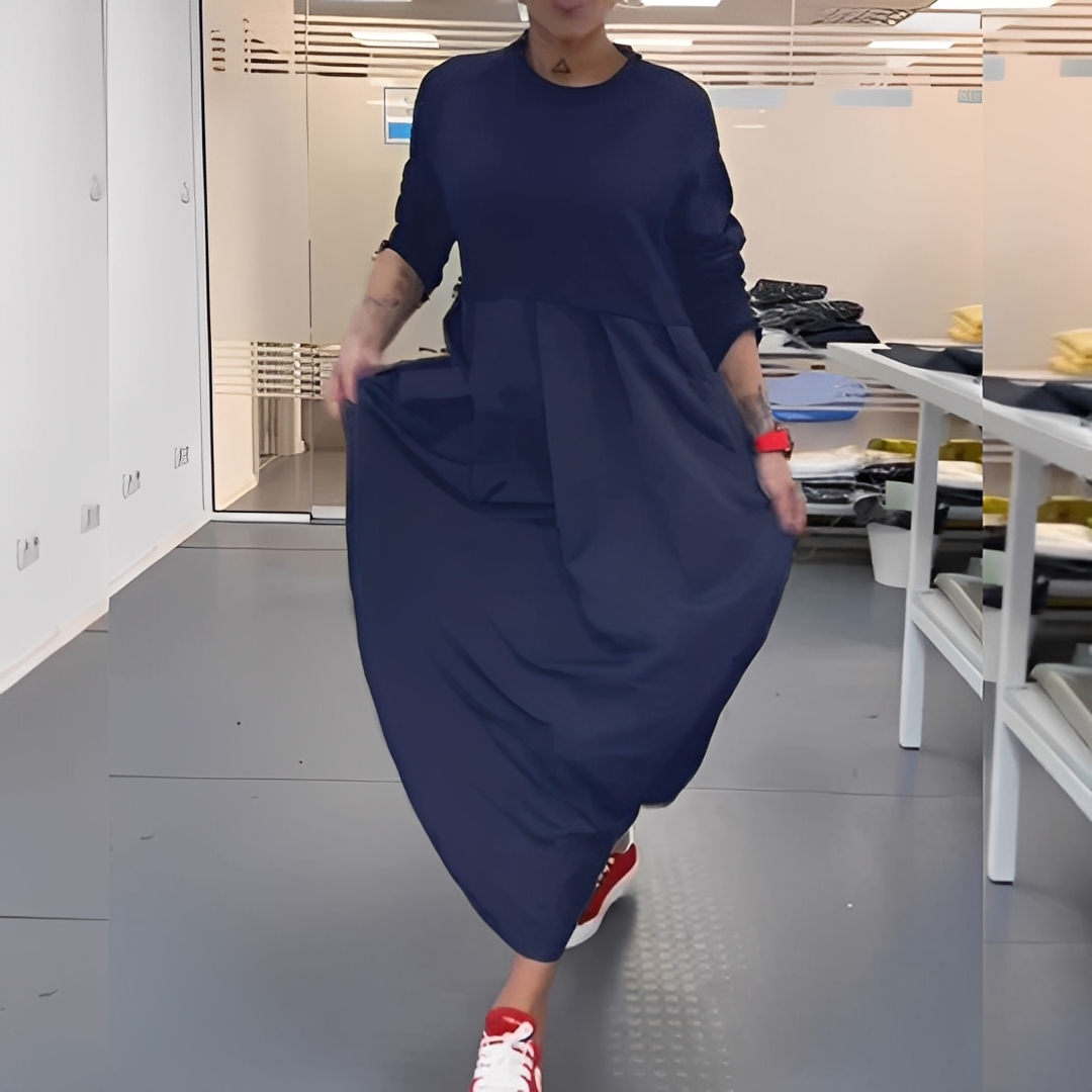 Gisèle - Rento mekko pyöreä kaulus naisille