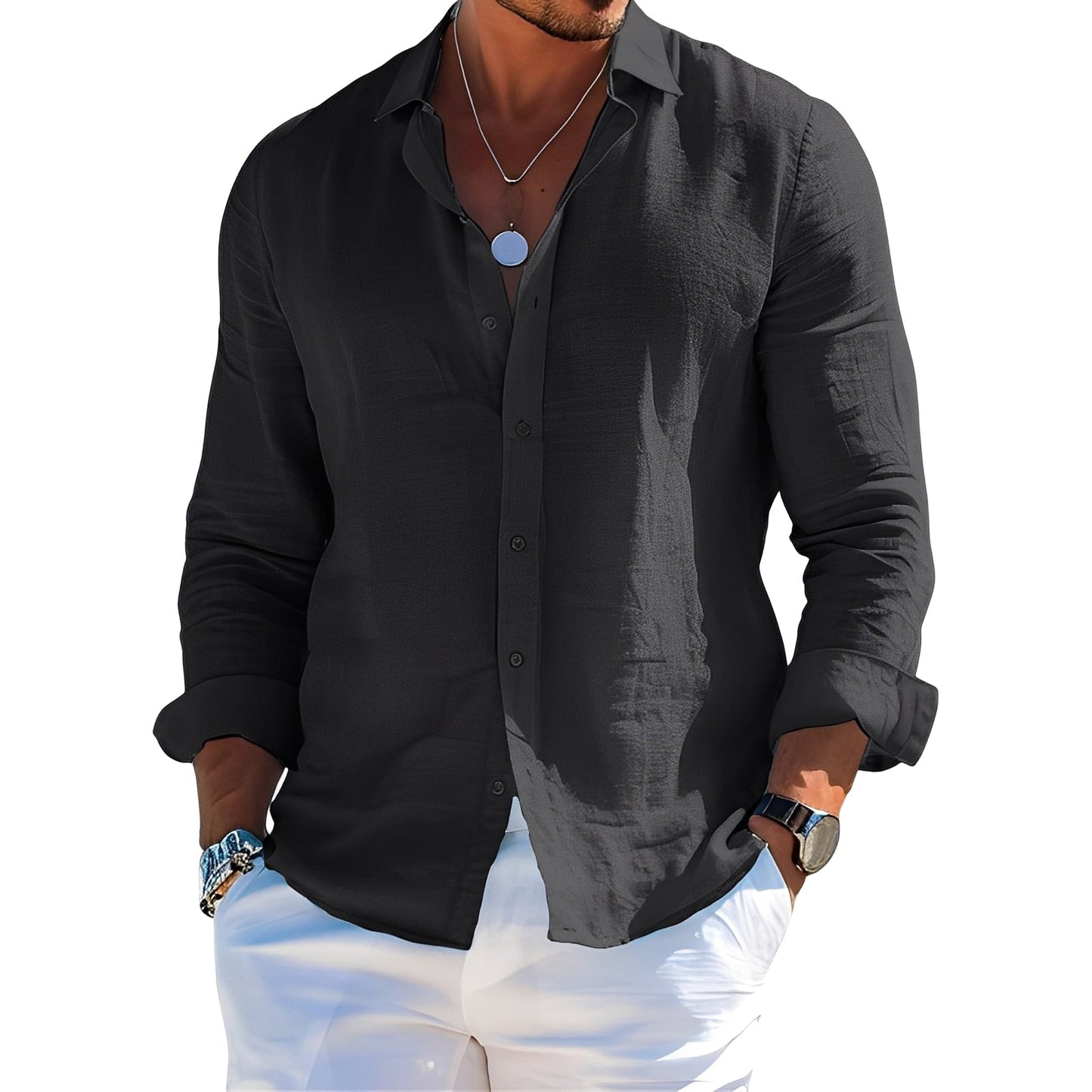 Félicien - Pitkähihainen klassinen pikeepaita miehille