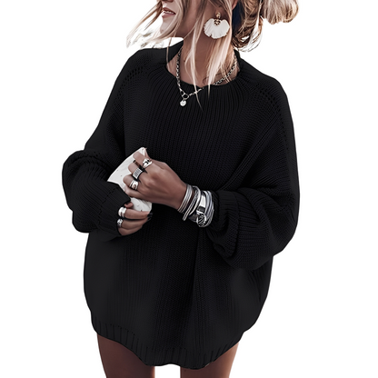 Gisselle - Väljästi leikattu karkea neulepusero naisille