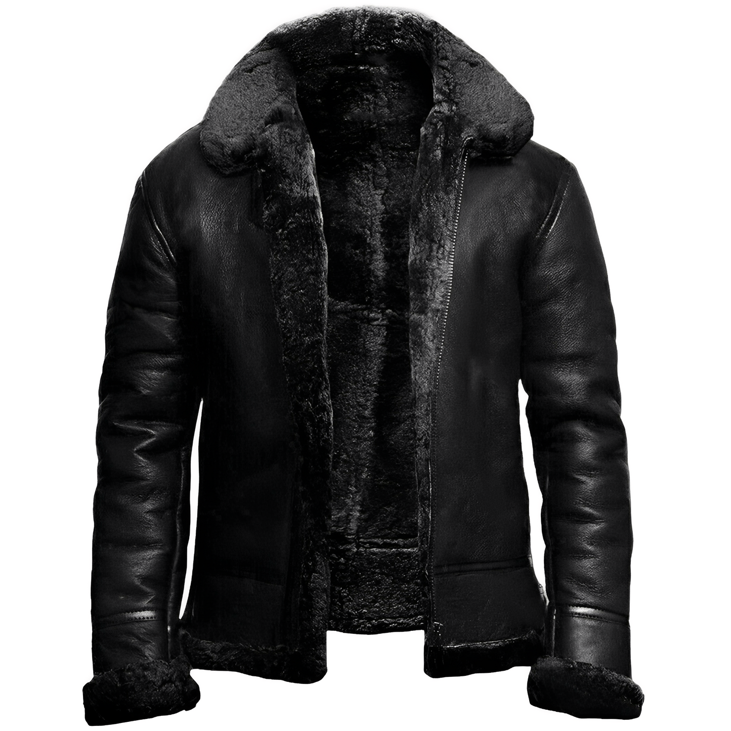 Tristan - Klassinen nahkatakki kauluksella miehille