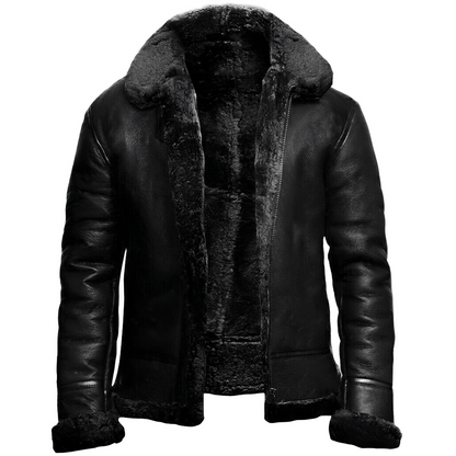 Tristan - Klassinen nahkatakki kauluksella miehille