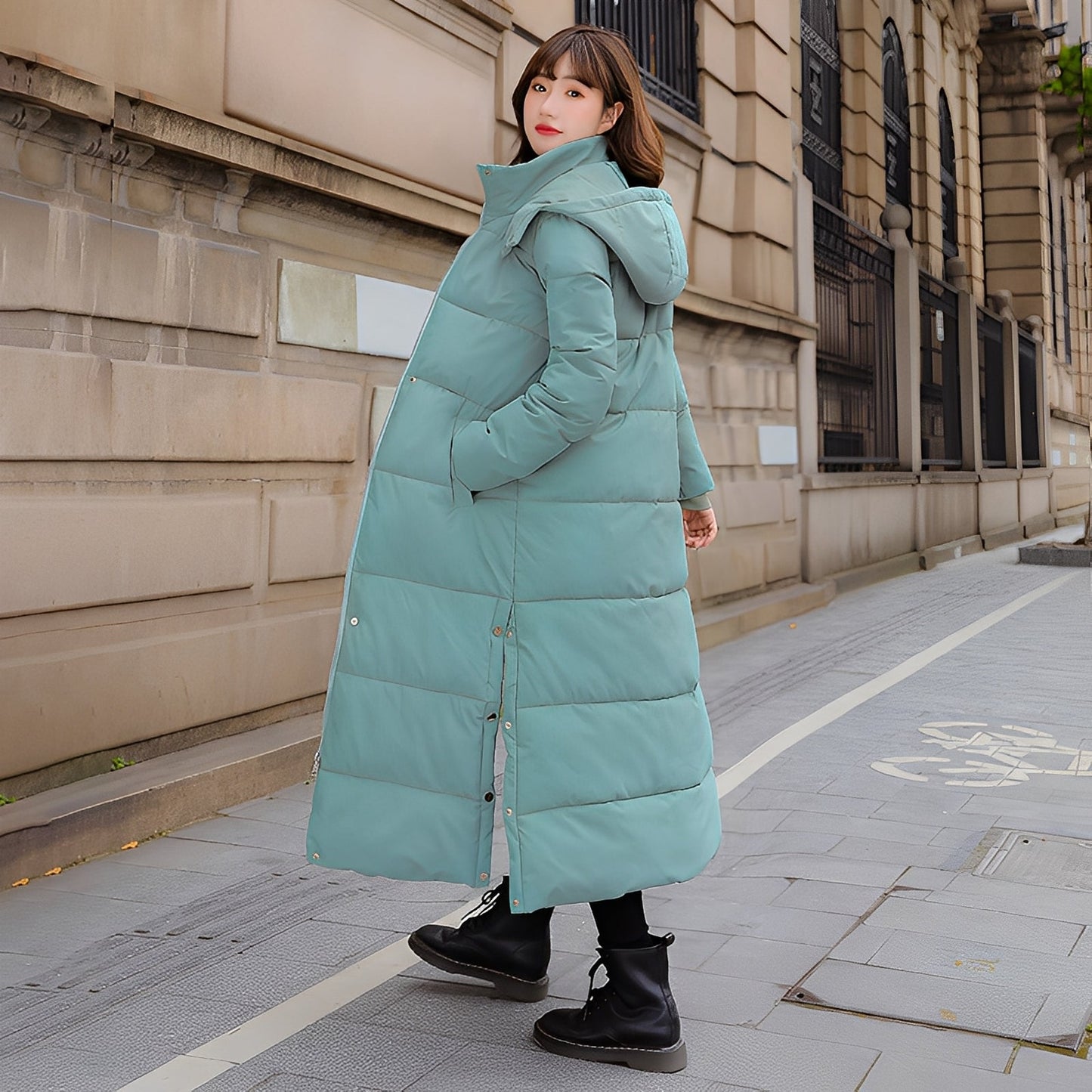 Maylis - Pitkä talvitakki tikattu lämmin naisille