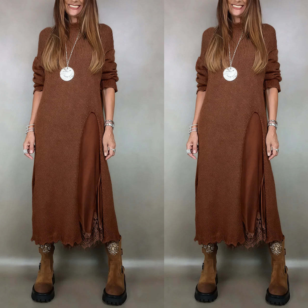 Fanny - Neulepusero ja tyylikäs mekko naisille määritä