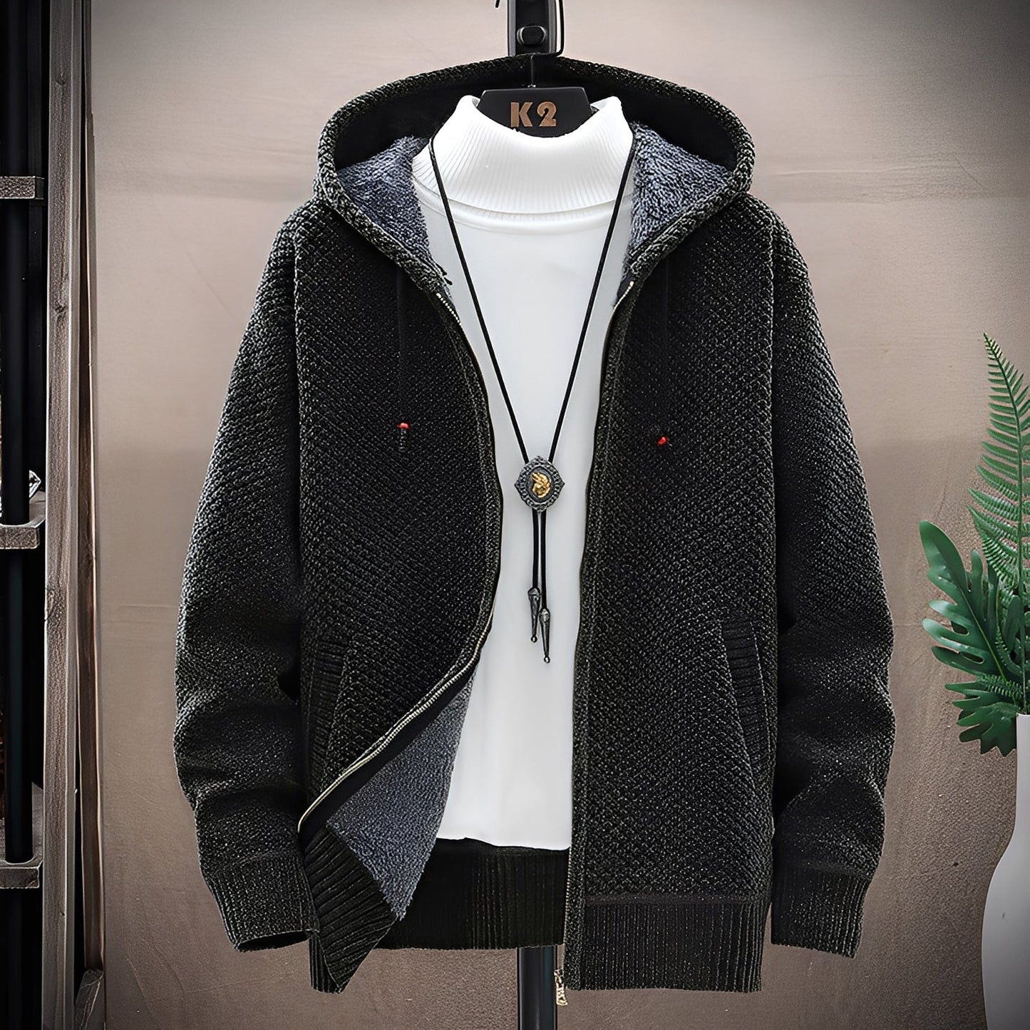 Roni - Moderni neulehuppari fleecesisuksella miehille