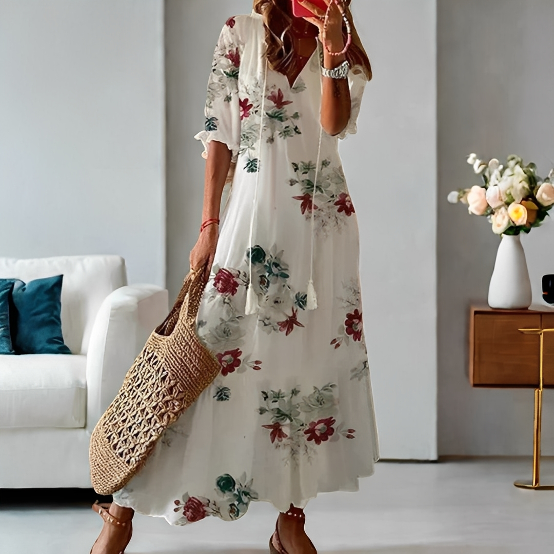 Alica - Rento V-kauluksinen vapaa-ajan mekko naisille