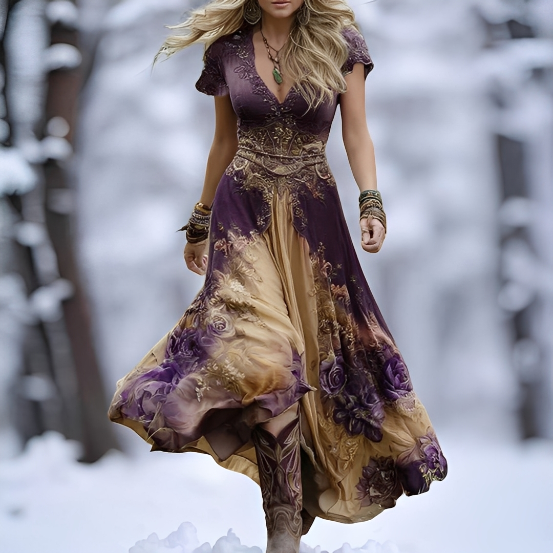 Almaris – Pitkä elegantti kukkamekko naisille