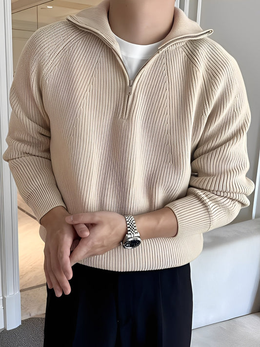 Lucas - Tyylikäs neulepusero puolivetoketjulla miehille