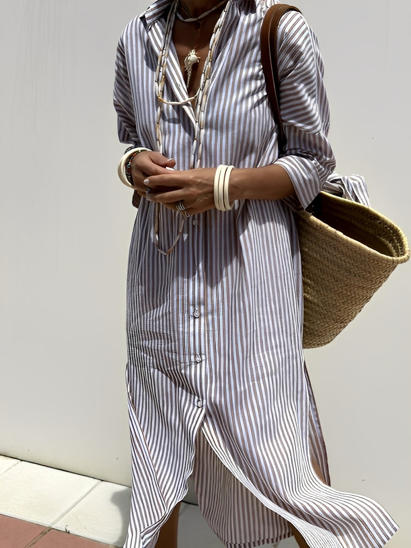 Christel - Pitkä pikeemekko raidoilla naisille