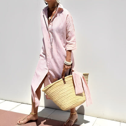 Paulette - Klassinen raidallinen paitamekko naisille