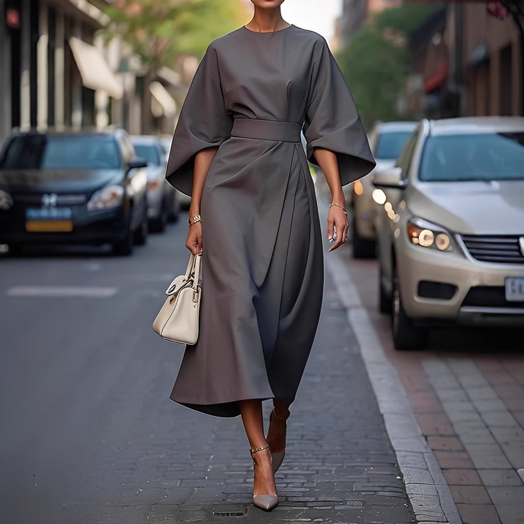 Élise - Tyylikäs mekko lyhtyhihoilla ja vyöllä naisille