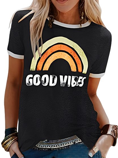 Daria - Yksinkertainen paita Good Vibes -painatuksella naisille
