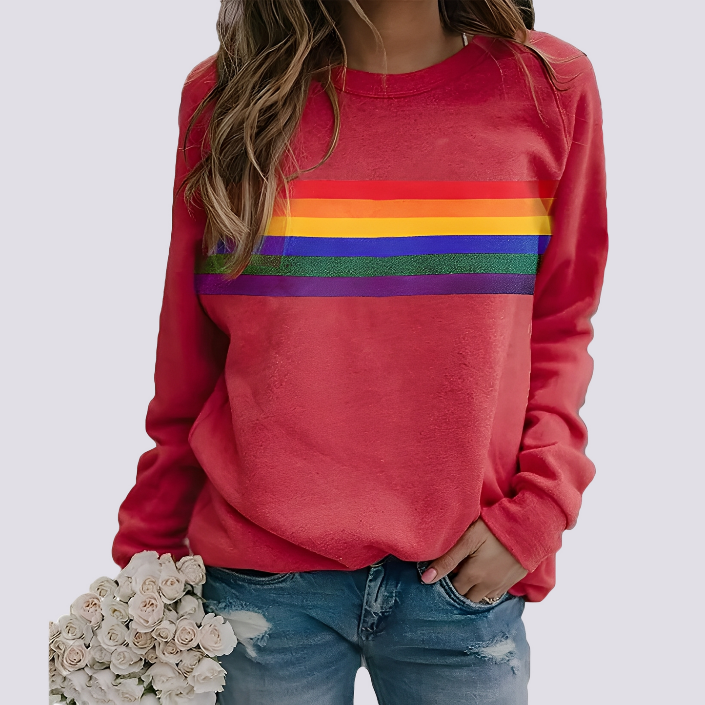 Roseann - Tyylikäs villapaita värikkäällä painatuksella naisille