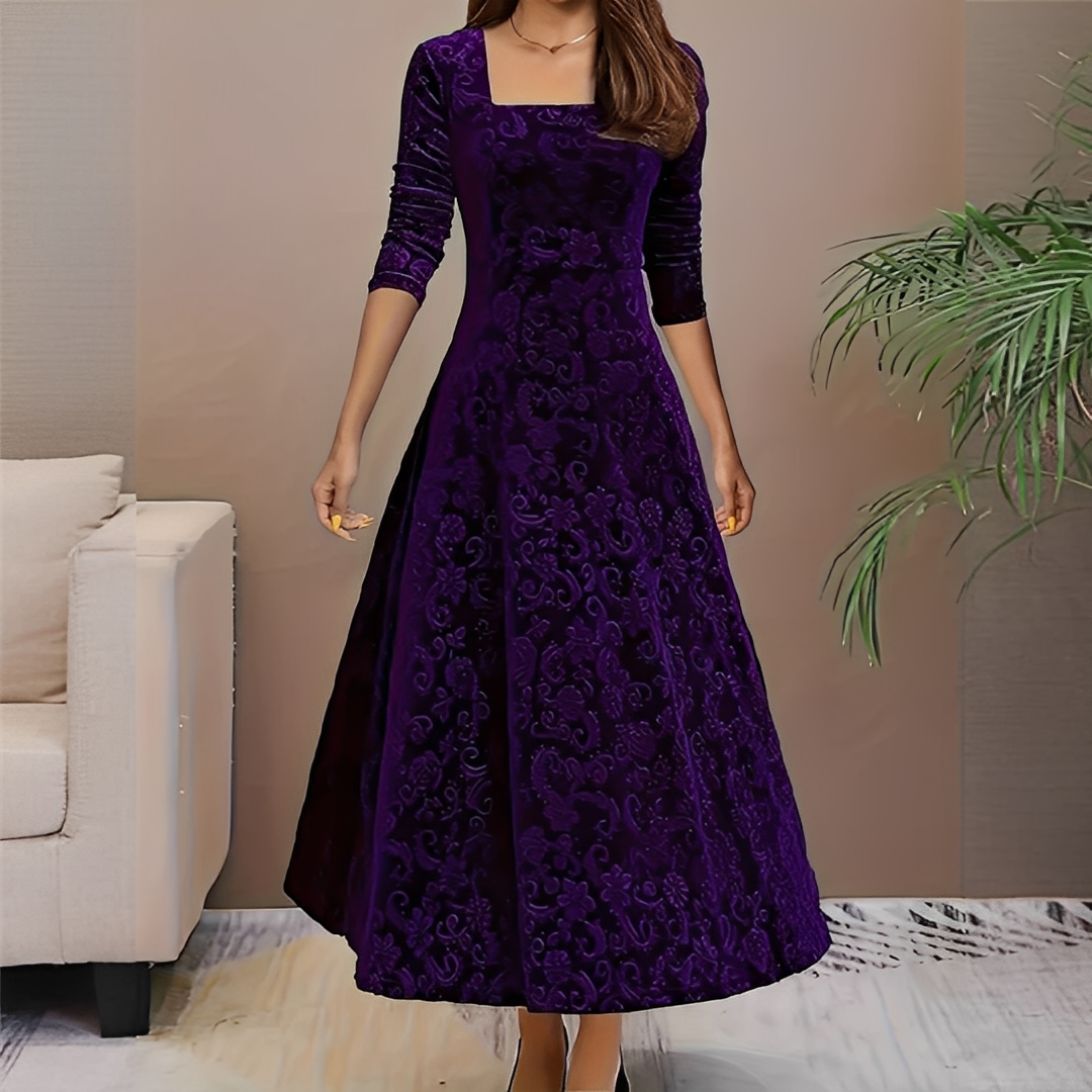 Malvina - Tyylikäs neliökauluksinen mekko naisille