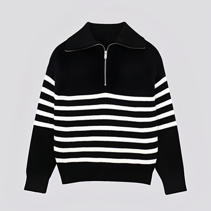 Christine - Tyylikäs raidallinen vetoketjullinen villapaita naisille