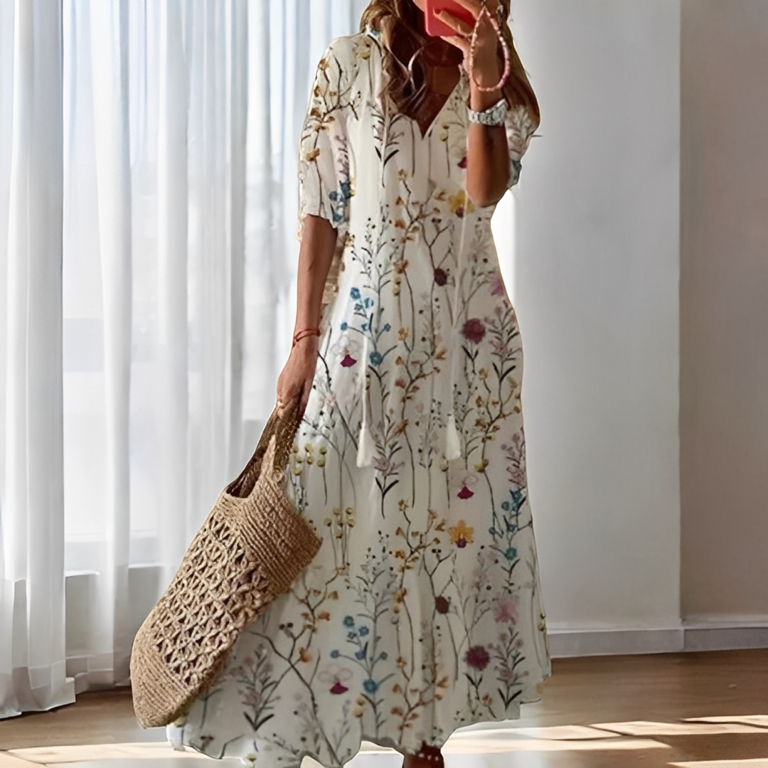 Alica - Rento V-kauluksinen vapaa-ajan mekko naisille