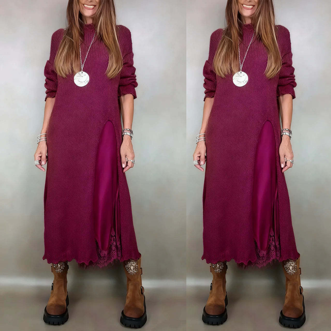 Fanny - Neulepusero ja tyylikäs mekko naisille määritä