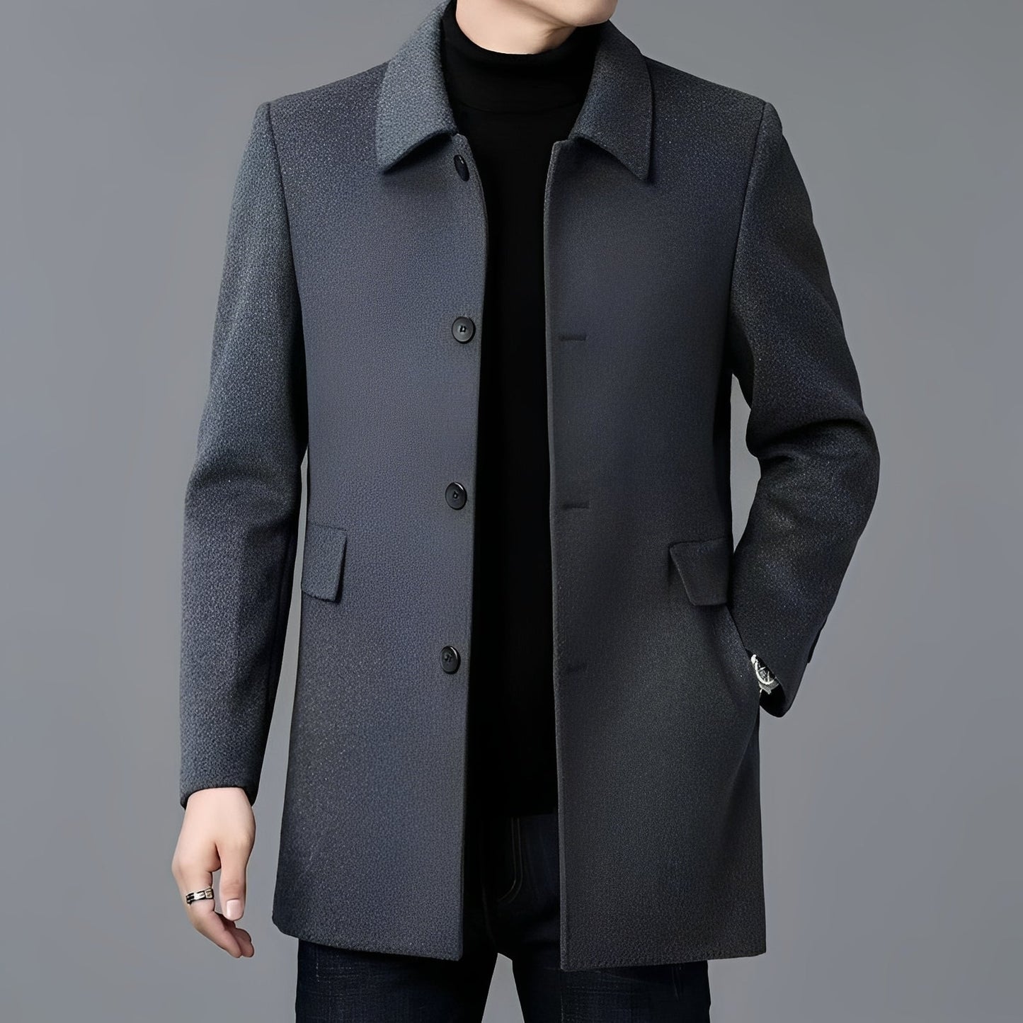 Jerry - Muotimainen yksirivinen villakangastakki miehille