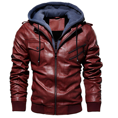 Brian - Tyylikäs nahkatakki hupulla miehille