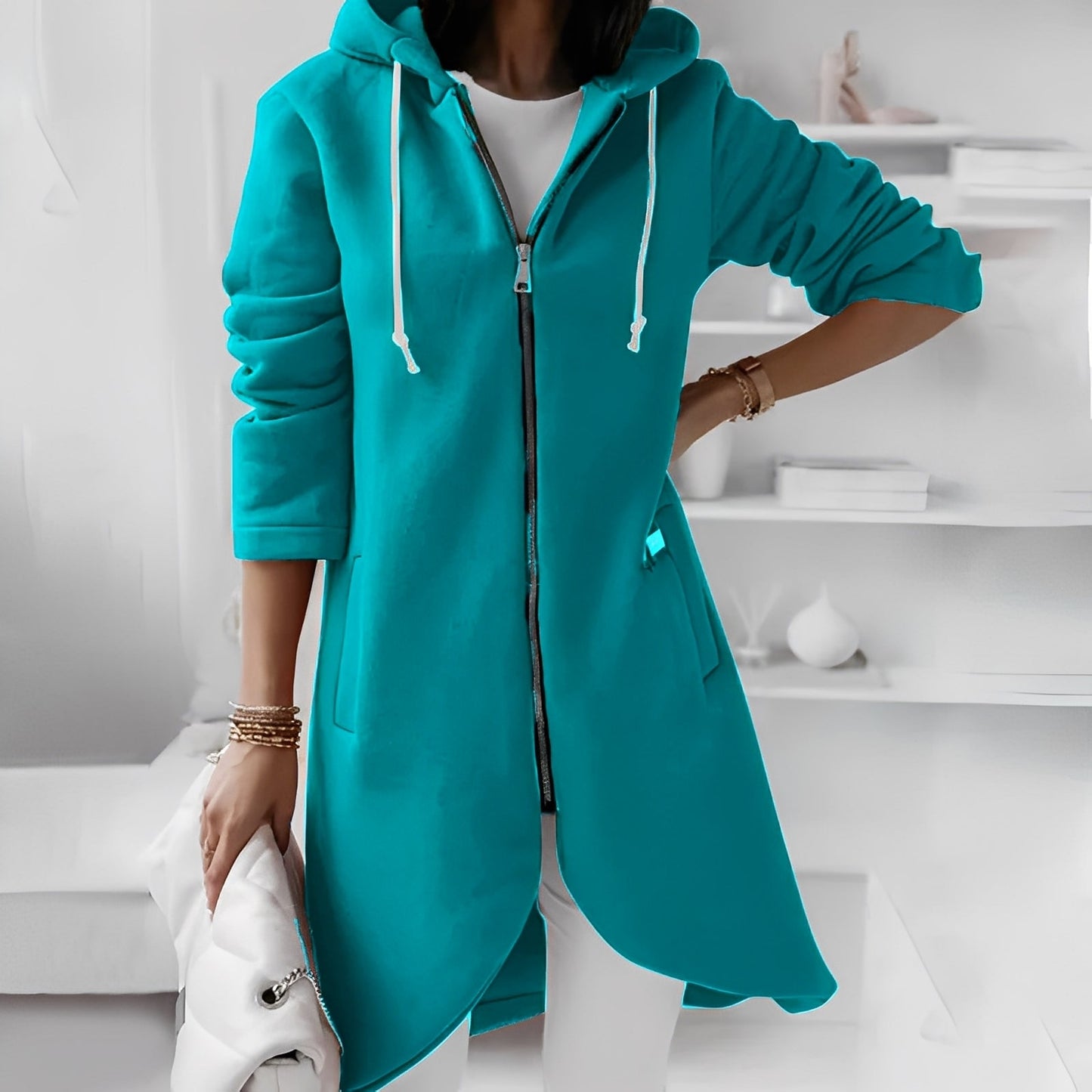 Josepha - Rento pitkä hupparitakki naisille