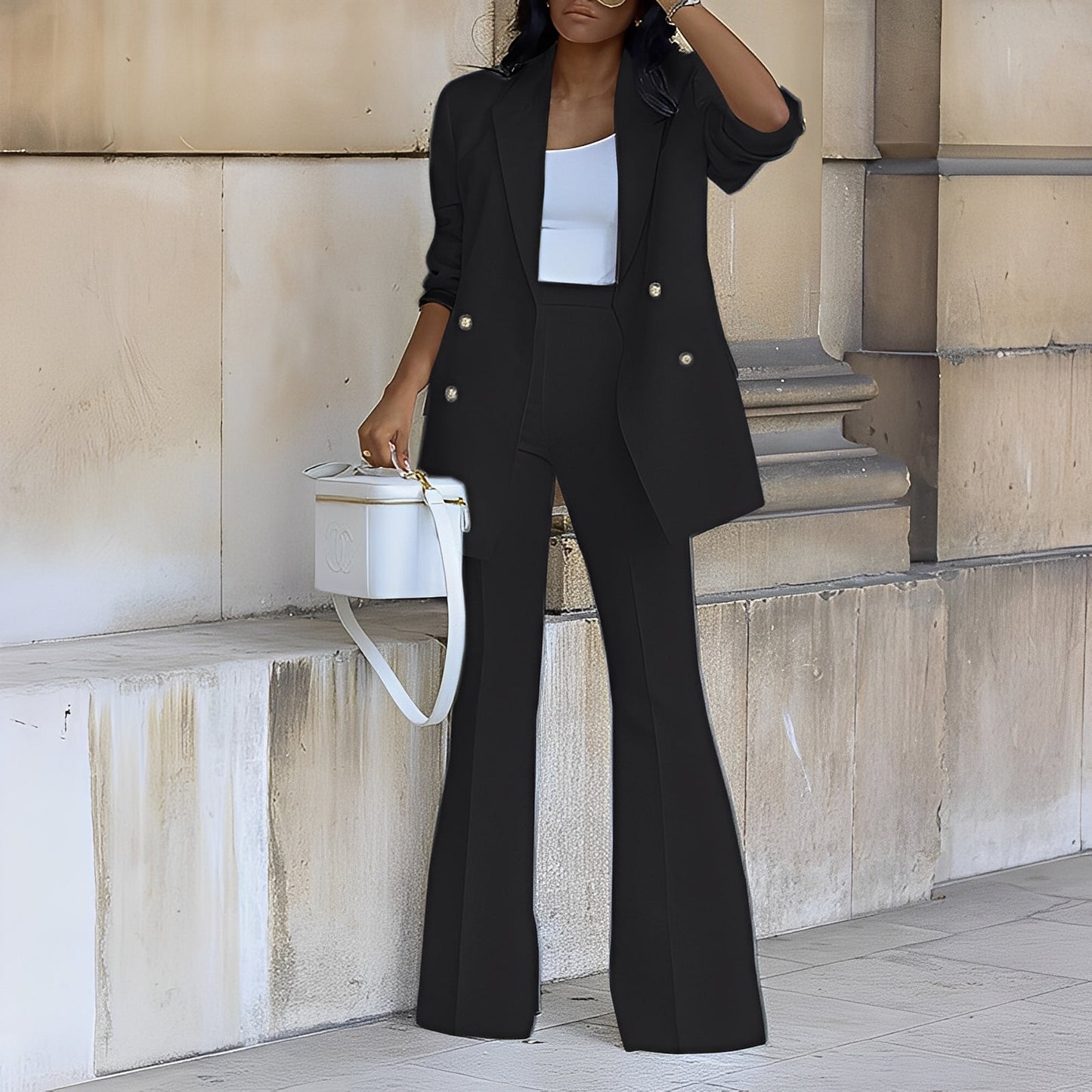 Mélanie - Pitkä tyylikäs ja pukeutunut bleiseri naisille yhdistelmä