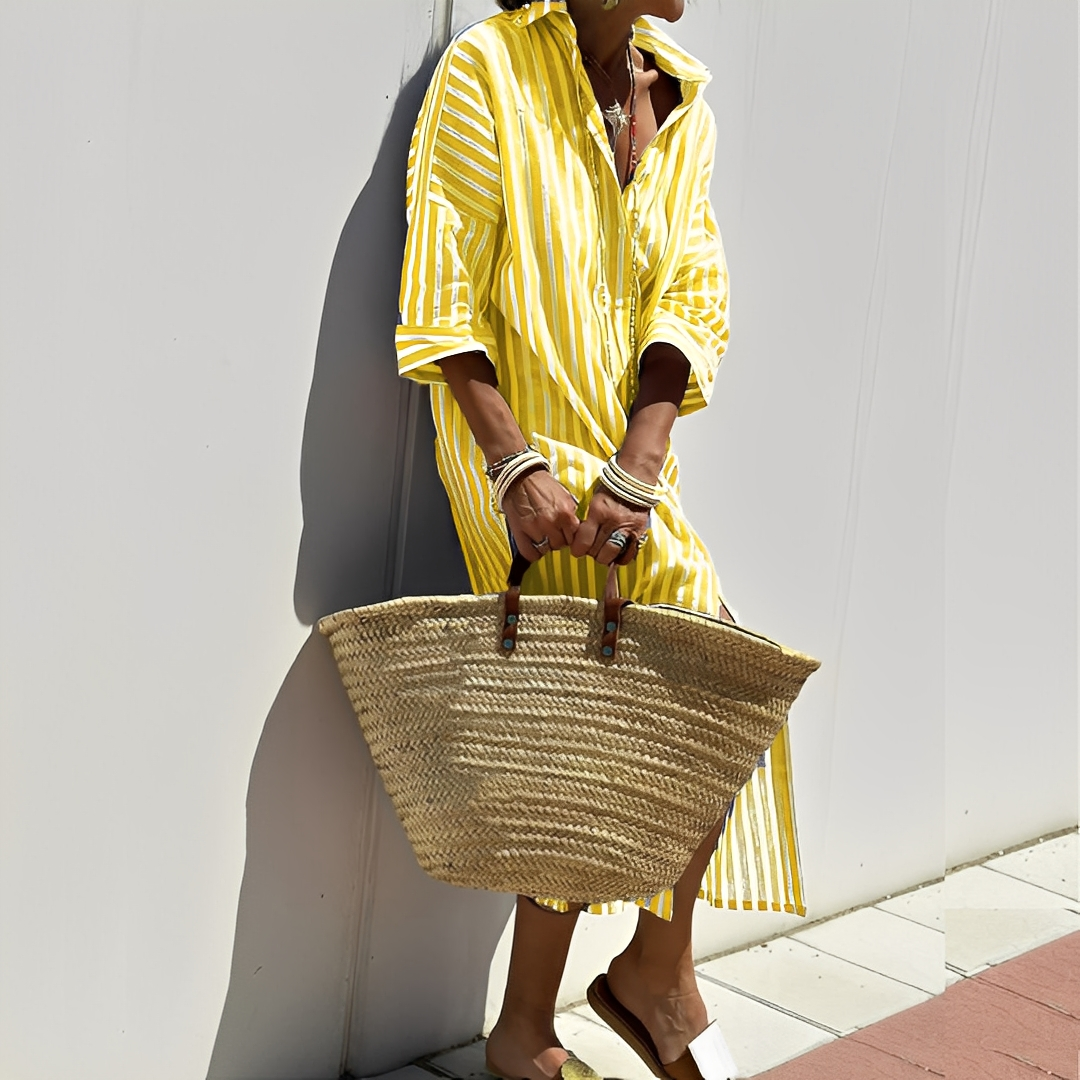 Paulette - Klassinen raidallinen paitamekko naisille