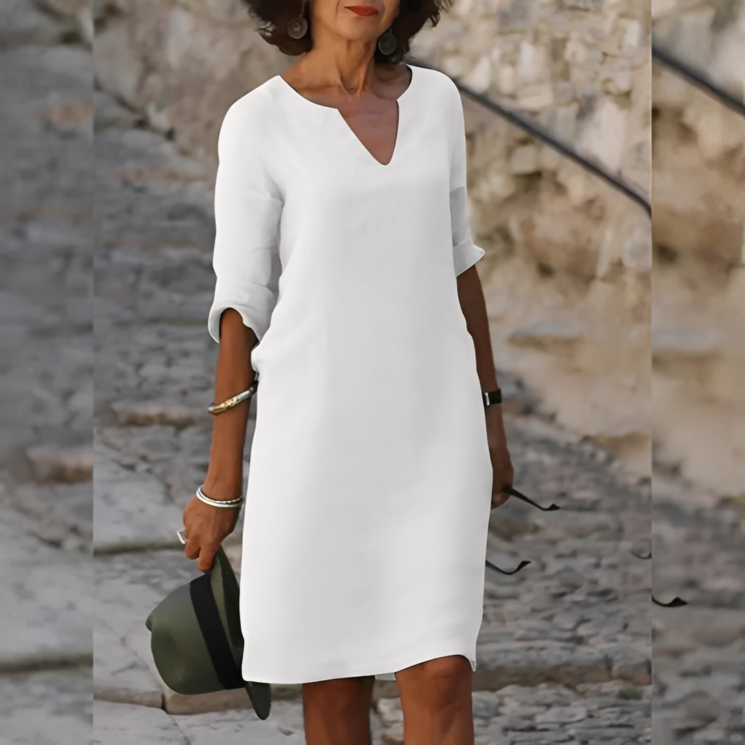 Guilaine - Elegantti V-kauluksinen mekko naisille