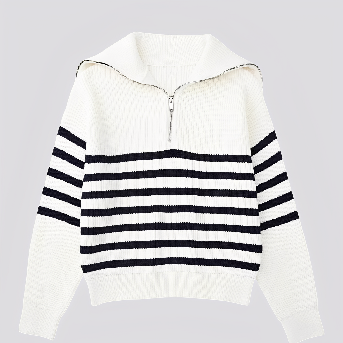 Christine - Tyylikäs raidallinen vetoketjullinen villapaita naisille