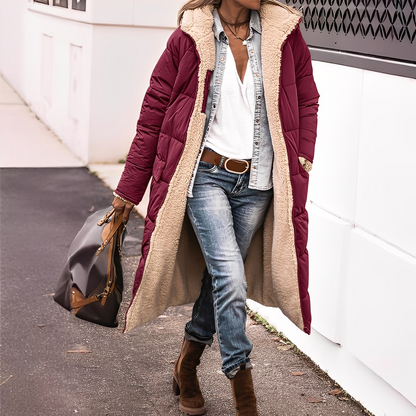 Nadège - Naisten pitkä toppatakki hupulla talvi