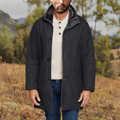 Eddie - Klassinen keskipitkä mokkanahkatakki miehille