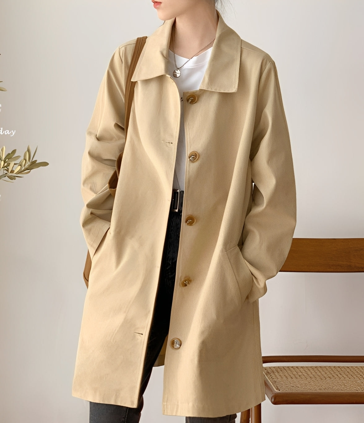 Rachael - Rento yksirivinen trenssi naisille