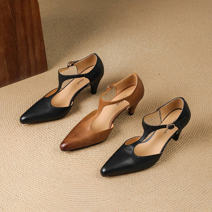 Sophie - Rentoja nahkakenkiä T-muotoisella remmillä naisille