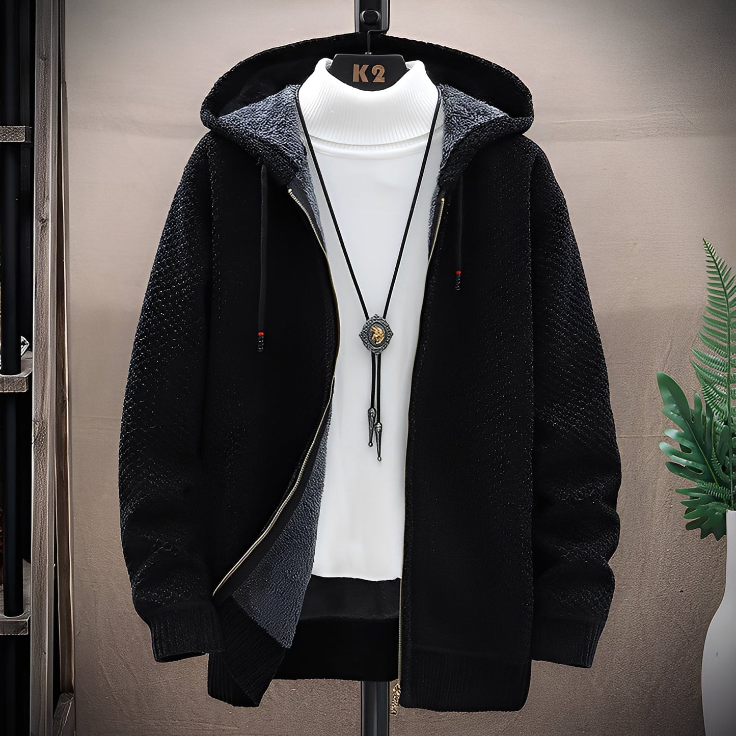 Roni - Moderni neulehuppari fleecesisuksella miehille