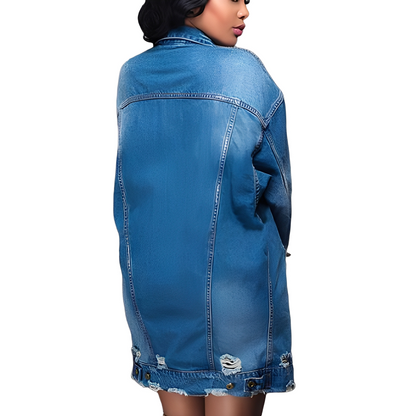 Yasmin - Rento pitkä farkkutakki naisille