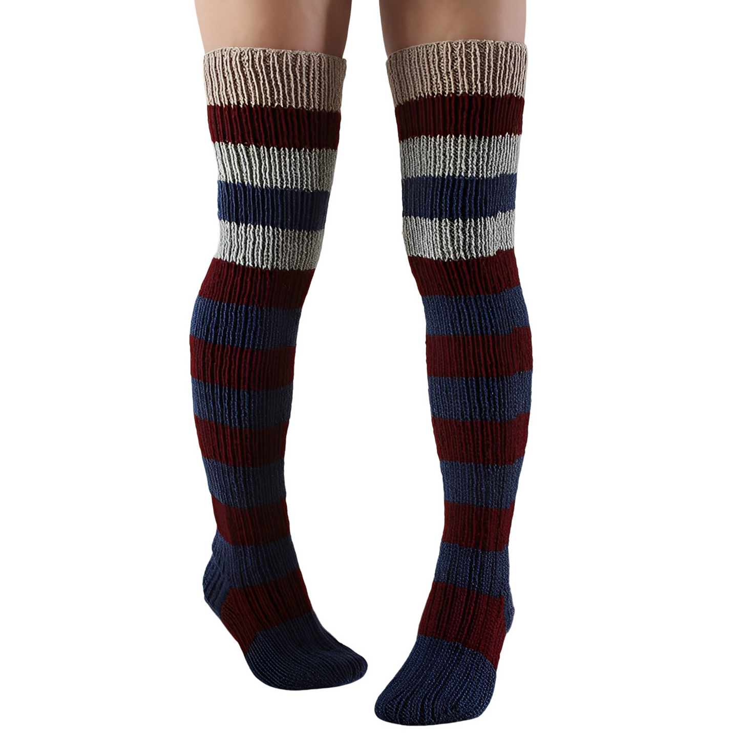 Rhianna - Tyylikkäät raidalliset pitkät sukat naisille