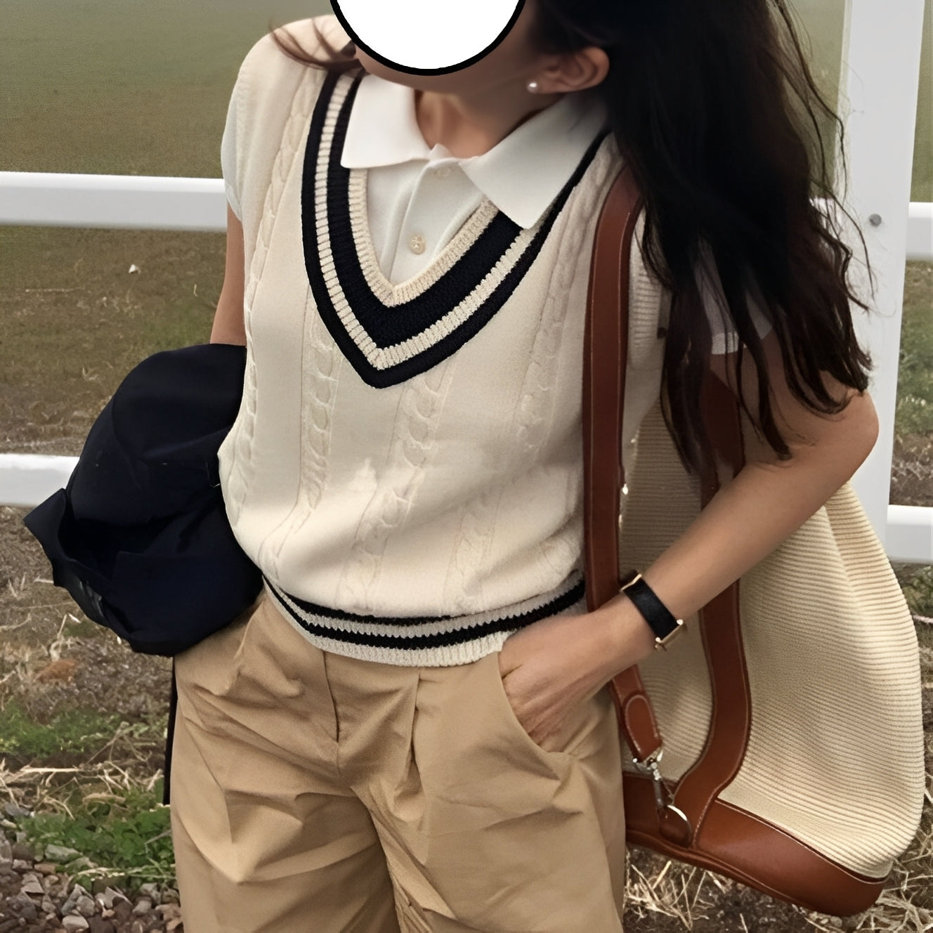 Leona - Klassinen neuleliivi V-kauluksella naisille