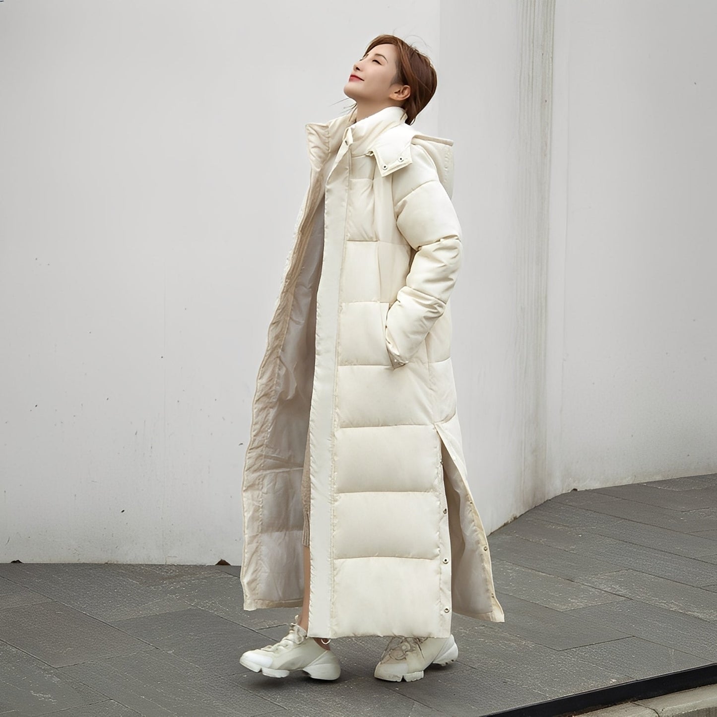 Maylis - Pitkä talvitakki tikattu lämmin naisille