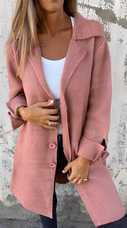 Meridith - Tyylikäs pitkä takki käännekauluksella naisille