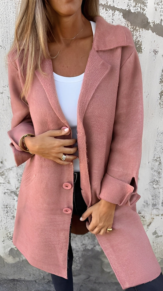 Meridith - Tyylikäs pitkä takki käännekauluksella naisille