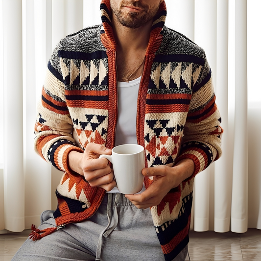 Alvin - Tyylikäs neulecardigan kauluksella miehille