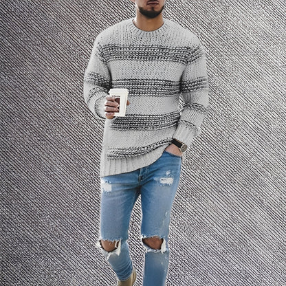 Ronnie - Rento raidallinen neulepusero miehille