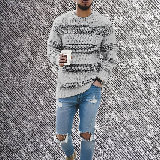 Ronnie - Rento raidallinen neulepusero miehille